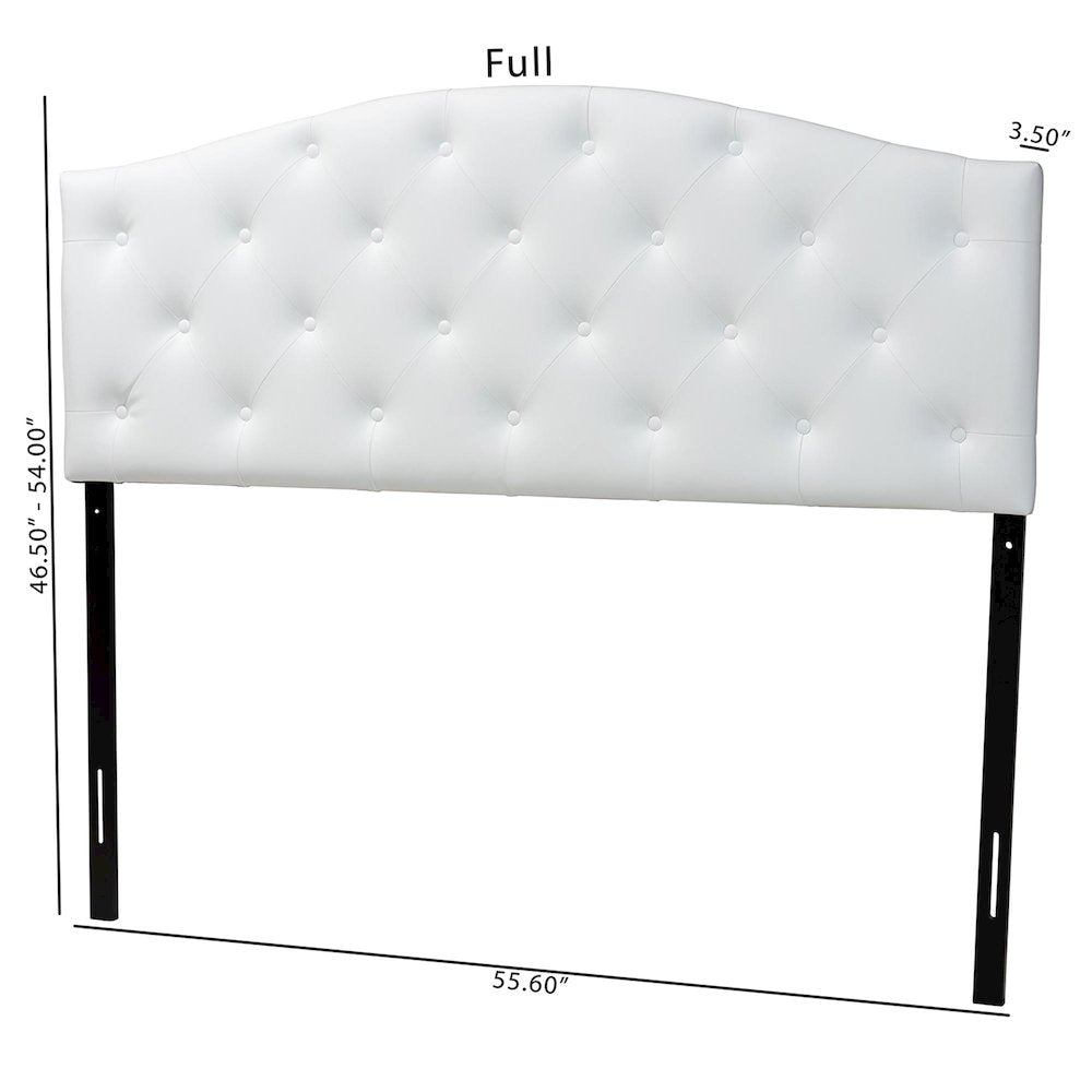 Queen Size White Faux Leather Upholstered Button-tufted Scalloped Headboard