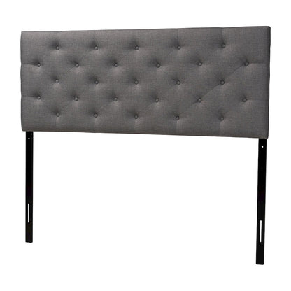 Grey Fabric Upholstered Button-tufted Queen Size Headboard
