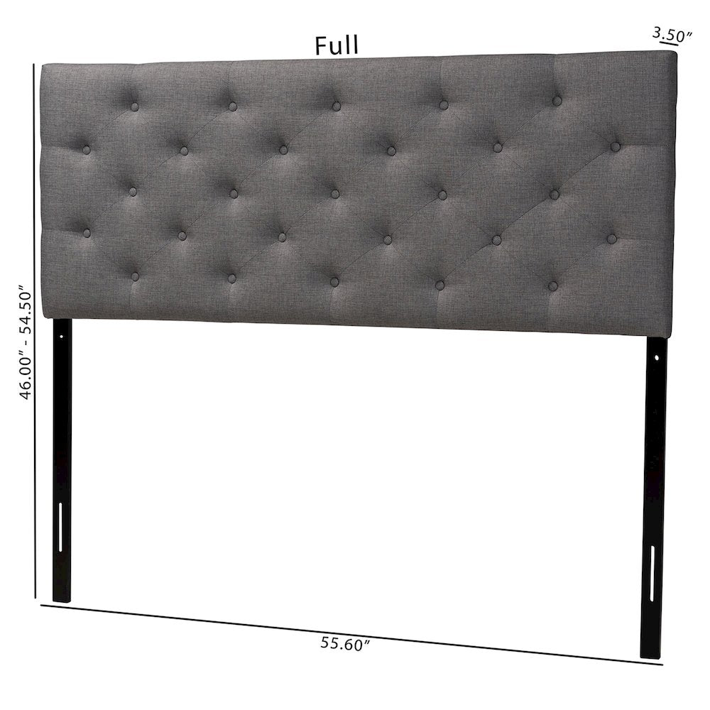 Grey Fabric Upholstered Button-tufted Queen Size Headboard