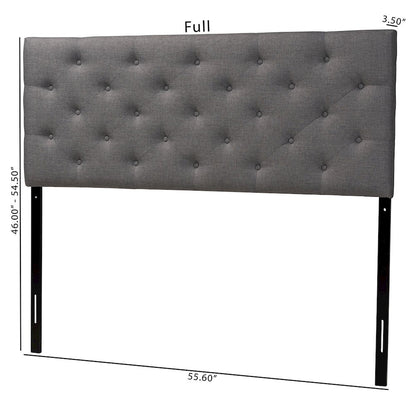 Grey Fabric Upholstered Button-tufted Queen Size Headboard