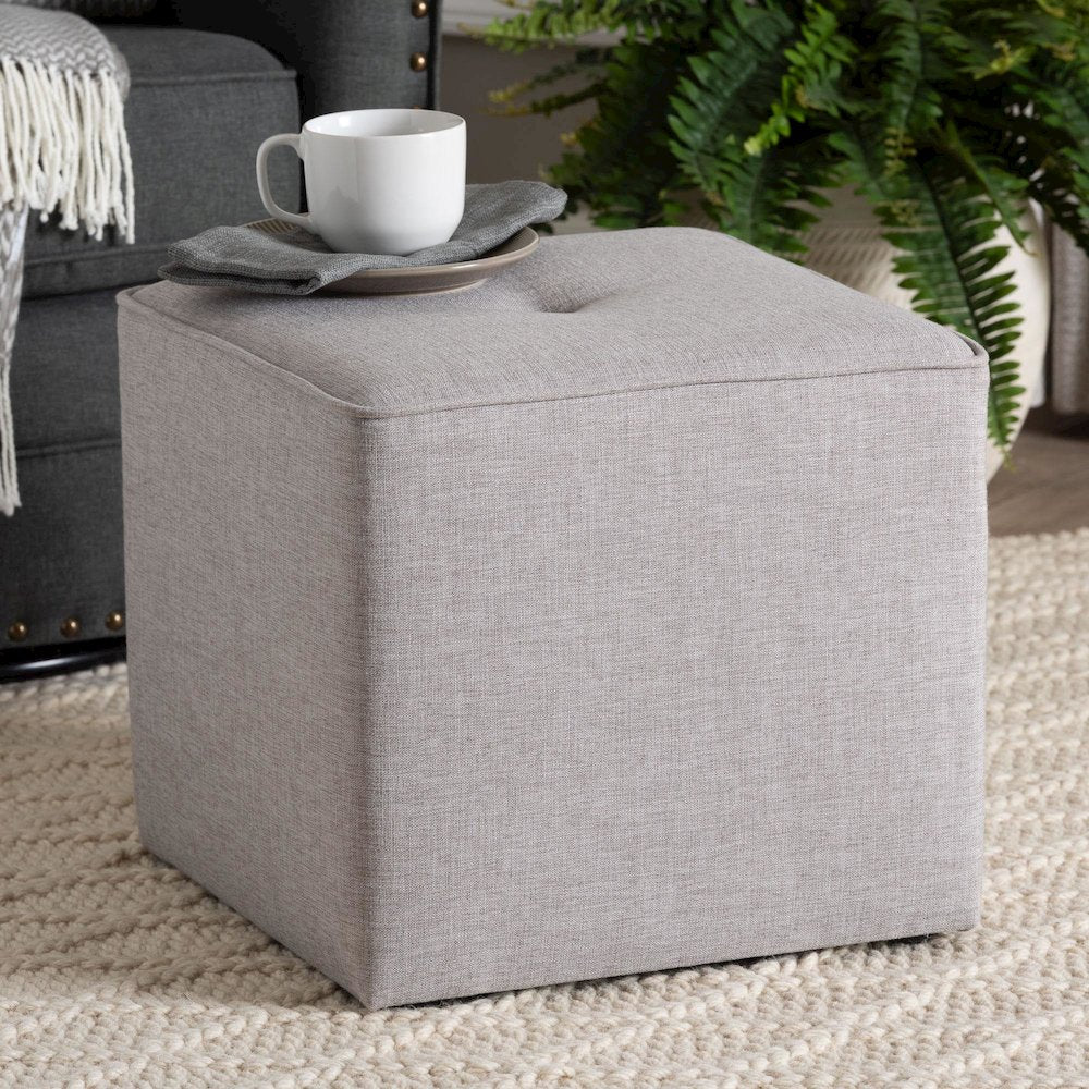 Corinne Modern and Contemporary Light Grey Fabric Upholstered Ottoman