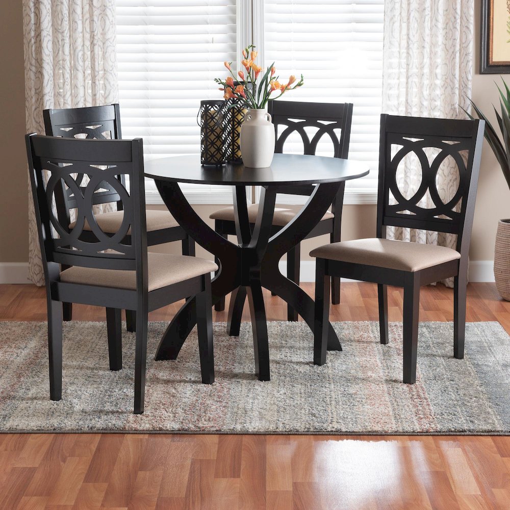 Rita Modern Sand Dark Brown Finished Wood 5-Piece Dining Set