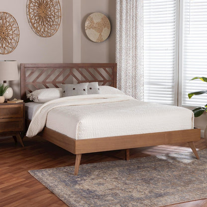 Chinedu Platform Bed - Mid-Century Modern Bed with Cutout Headboard, Queen