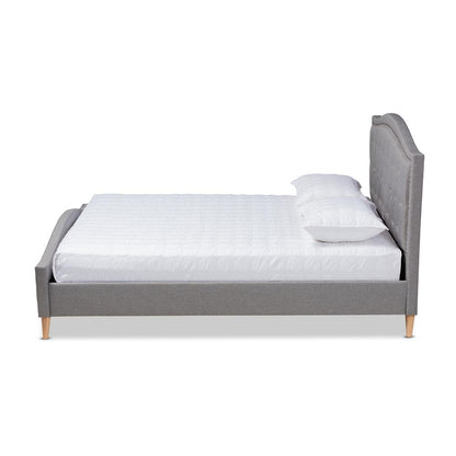 Baxton Studio Felisa Modern and Contemporary Grey Fabric Upholstered and Button Tufted King Size Platform Bed