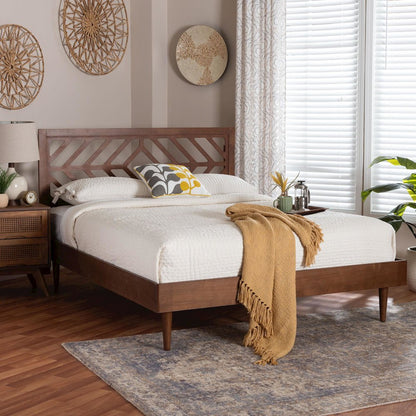 Zola Platform Bed Mid-Century Modern Bed with Cutout Headboard, Queen