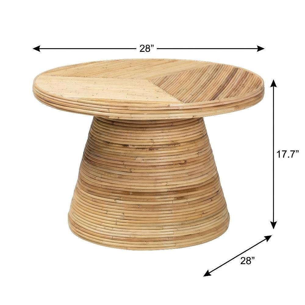 Authentic Rattan Coffee Table with Mahogany Wood Frame and Durable Plywood Top