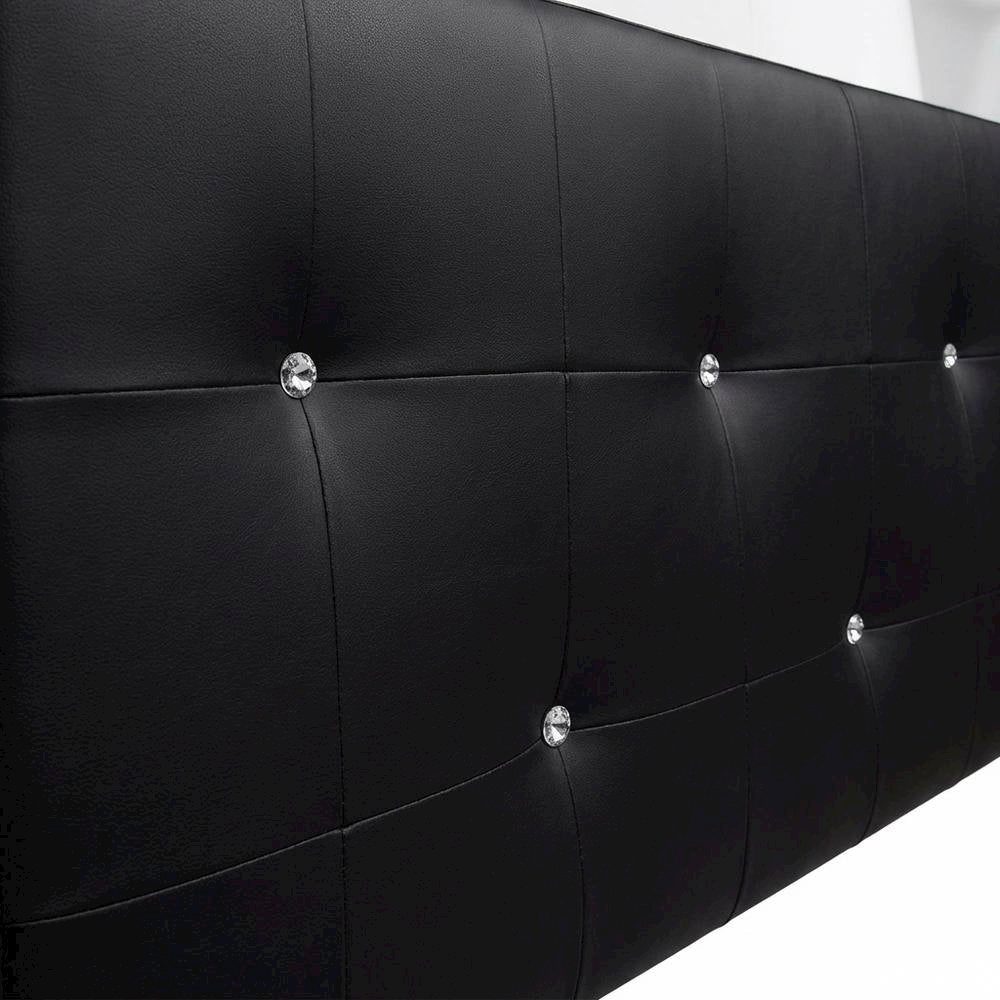 Black Faux Leather King Size Headboard with Foam Padding and Wood Frame