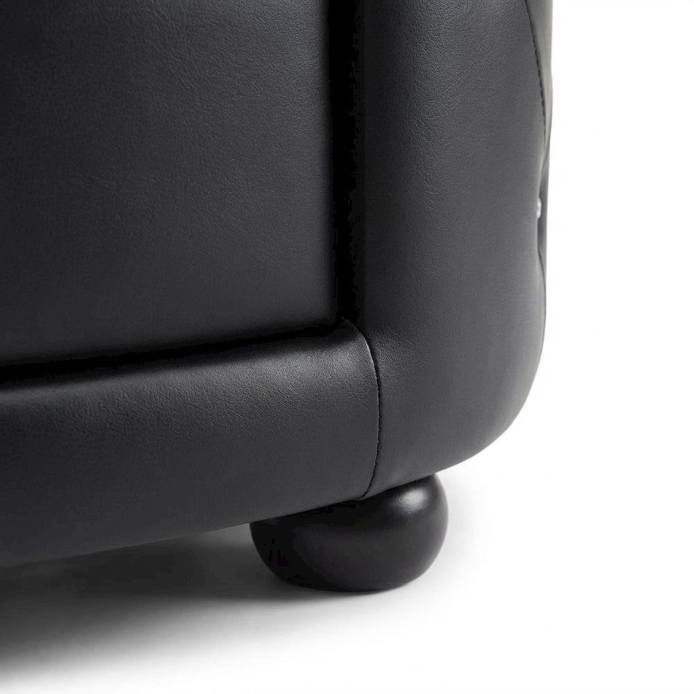 Glamour Style Black Faux Leather Nightstand with 2 Drawers and Oval Design
