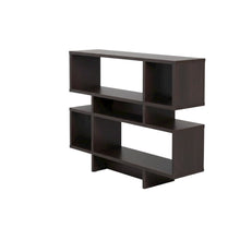 Brown modern bookshelf with 4 shelves, engineered wood, transitional style