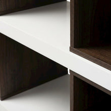 Modern Two-Tone White and Walnut Brown Bookcase with 2 Drawers