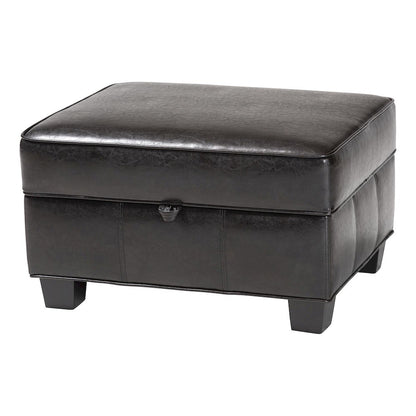 Baxton Studio Agustus Brown Leather Storage Ottoman