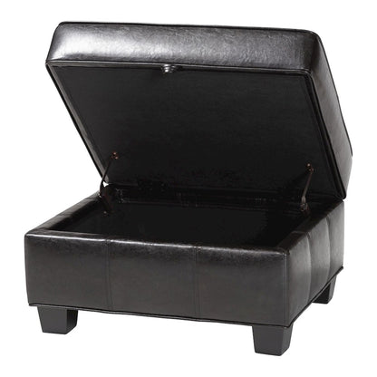 Baxton Studio Agustus Brown Leather Storage Ottoman