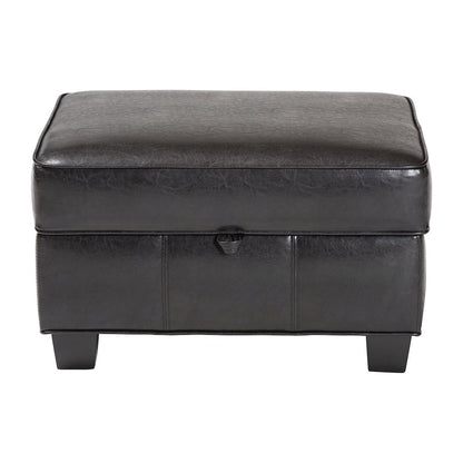 Baxton Studio Agustus Brown Leather Storage Ottoman