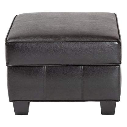Baxton Studio Agustus Brown Leather Storage Ottoman