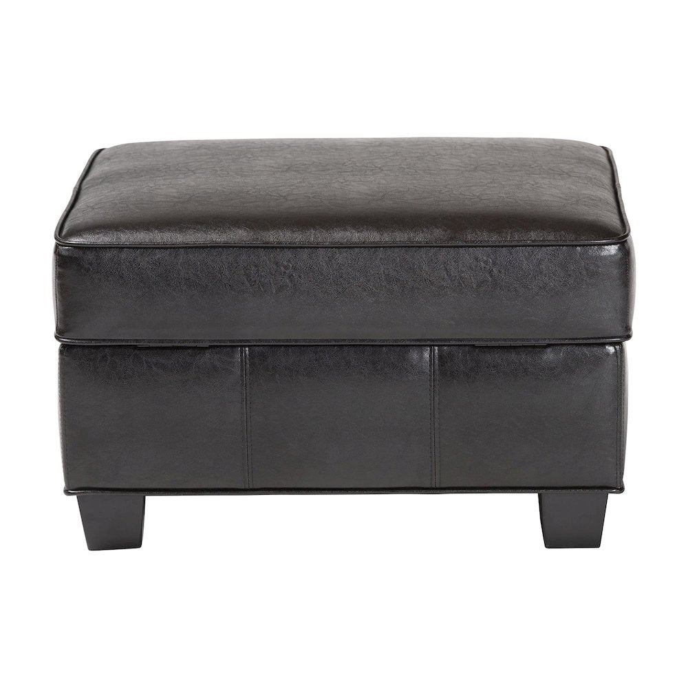 Baxton Studio Agustus Brown Leather Storage Ottoman