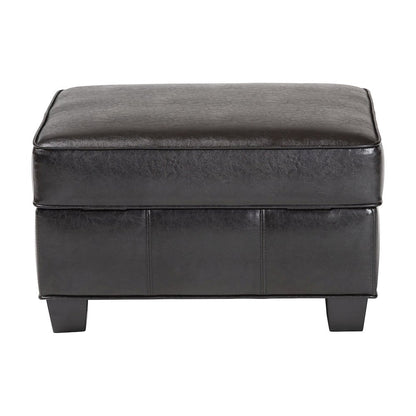 Baxton Studio Agustus Brown Leather Storage Ottoman