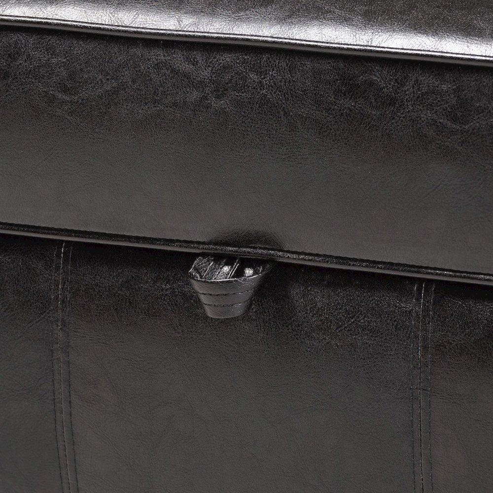 Baxton Studio Agustus Brown Leather Storage Ottoman