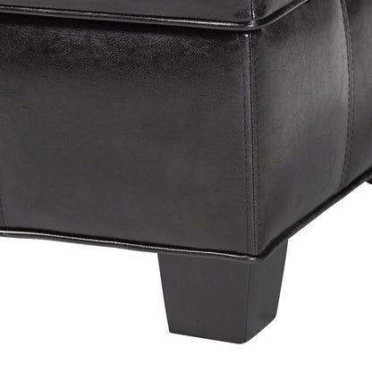 Baxton Studio Agustus Brown Leather Storage Ottoman
