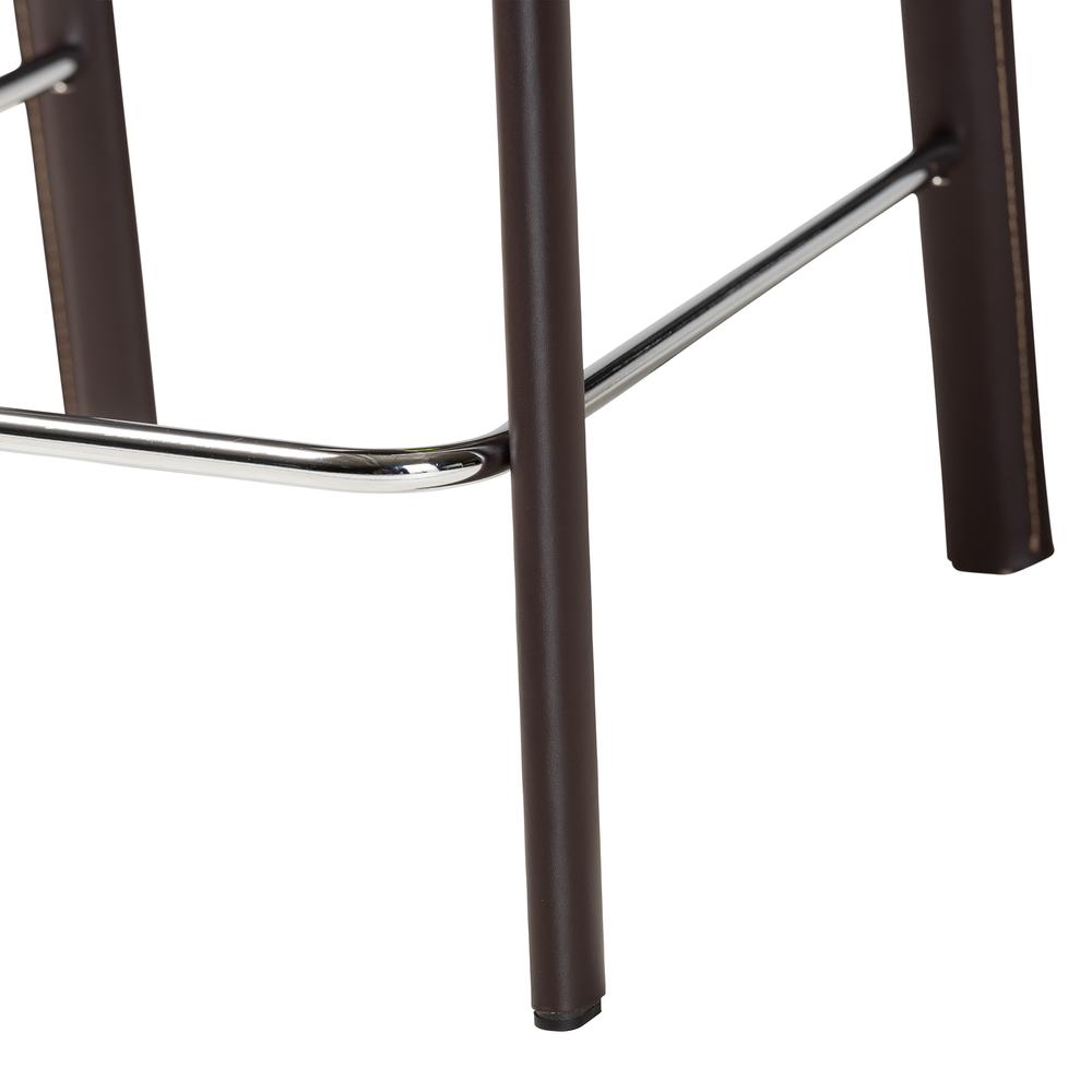 Baxton Studio Crawford Brown Leather 2-Piece Counter Height Stool Set