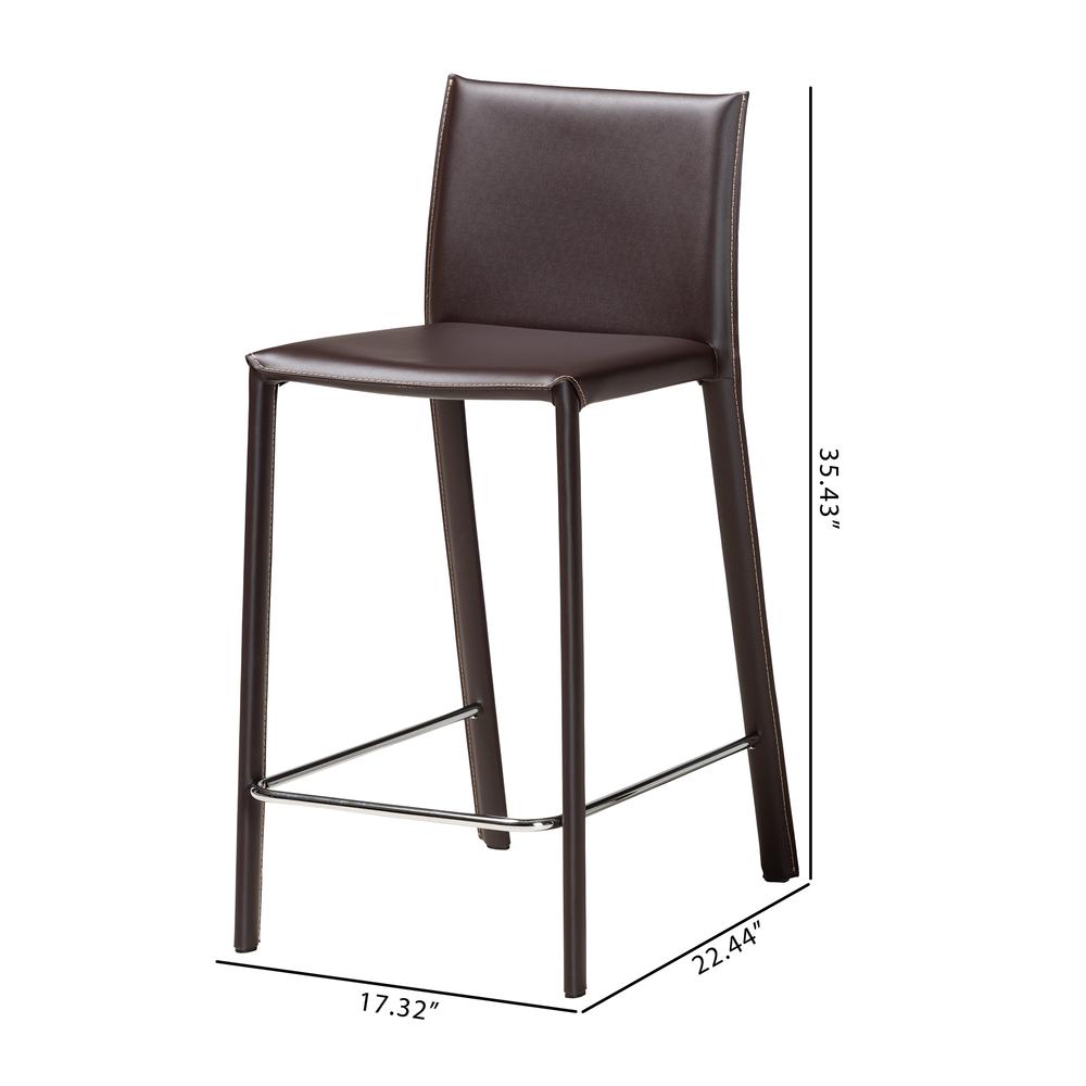 Baxton Studio Crawford Brown Leather 2-Piece Counter Height Stool Set