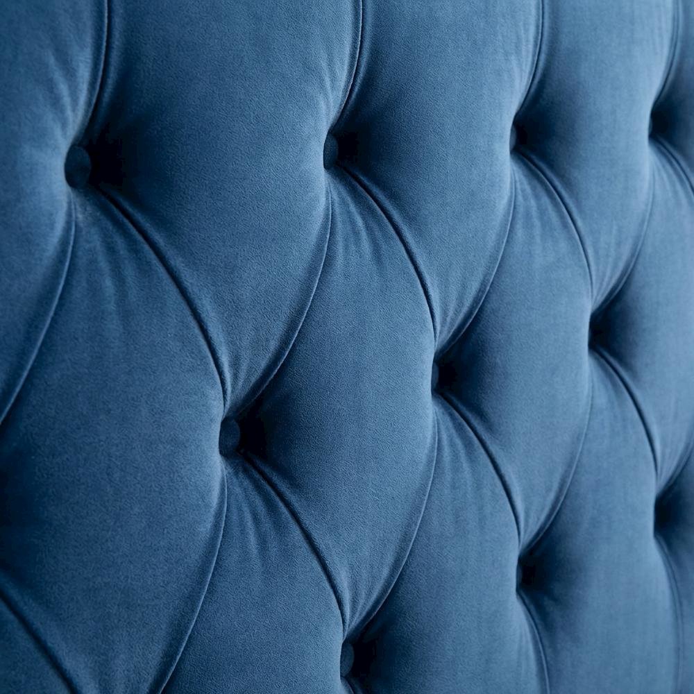 Navy Blue Velvet Upholstered Headboard with Diamond Tufting and Foam Padding