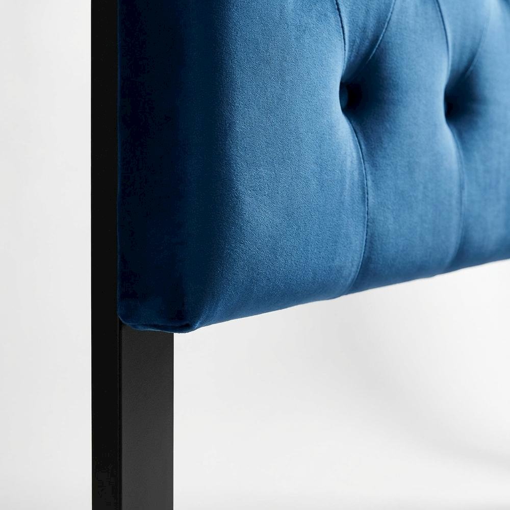 Navy Blue Velvet Upholstered Headboard with Diamond Tufting and Foam Padding