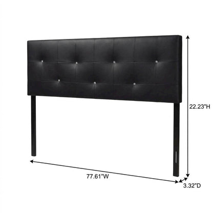Black Faux Leather King Size Headboard with Foam Padding and Wood Frame