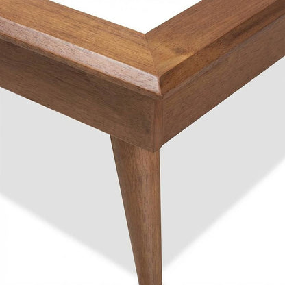 Mid-Century Full Size Platform Bed with Walnut Finish and Rubberwood Frame