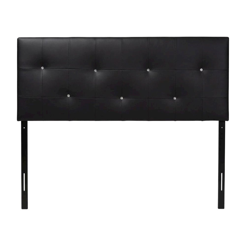 Black Faux Leather King Size Headboard with Foam Padding and Wood Frame