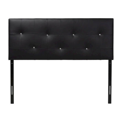 Black Faux Leather King Size Headboard with Foam Padding and Wood Frame