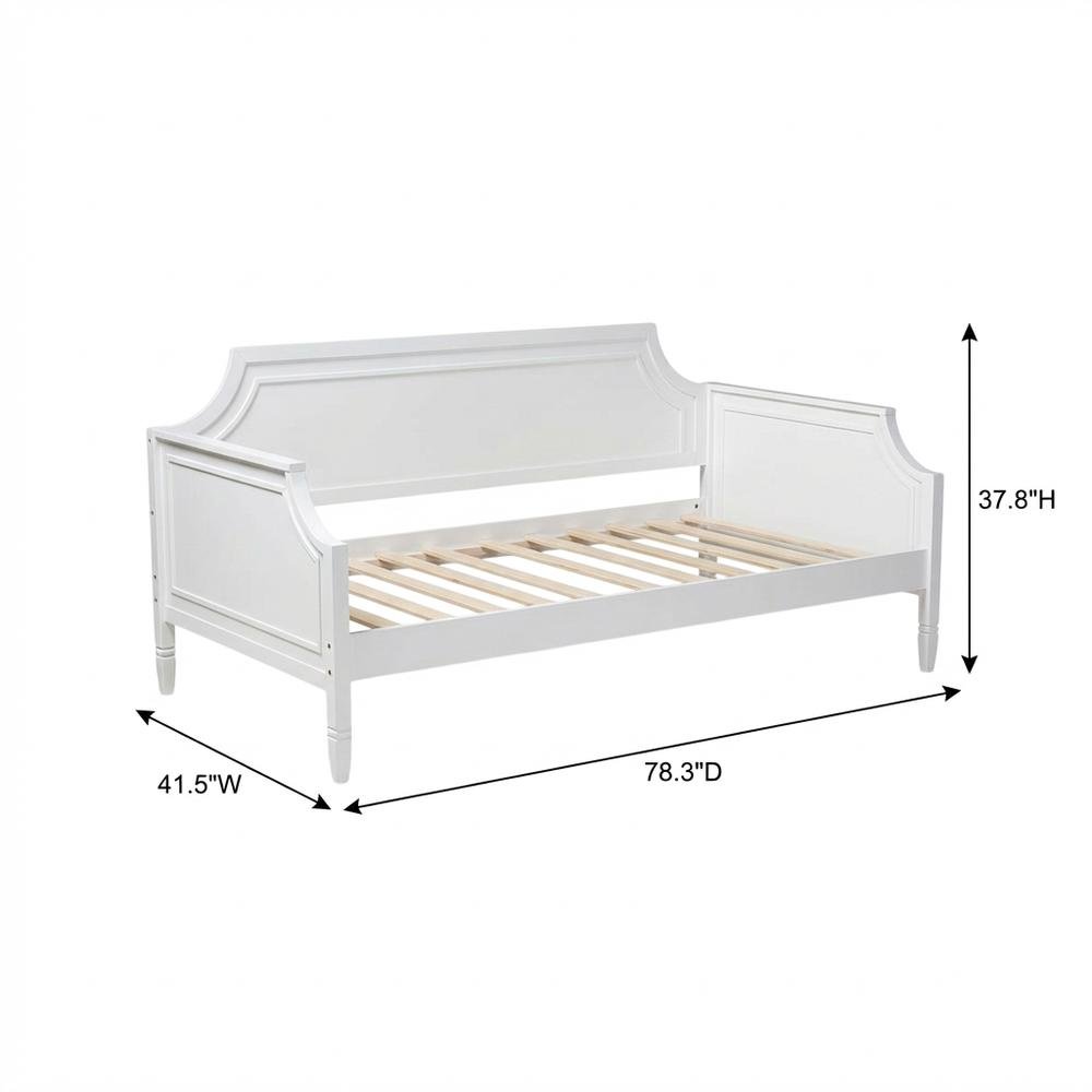 White Traditional Twin Daybed with Pinewood Frame and Classic Finish