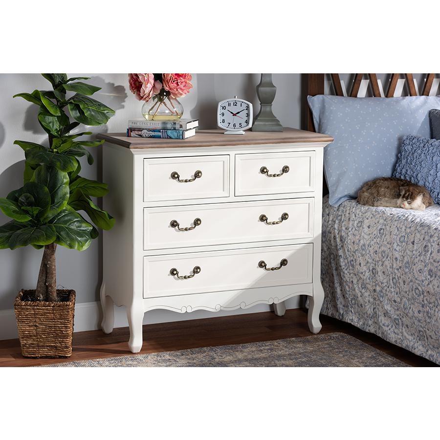 Oak Finished 4-Drawer Accent Storage Cabinet
