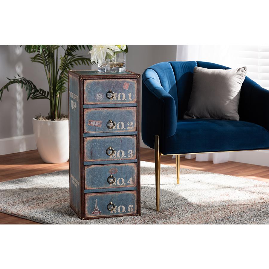 Inspired Blue Finished Wood 5-Drawer Accent Storage Cabinet