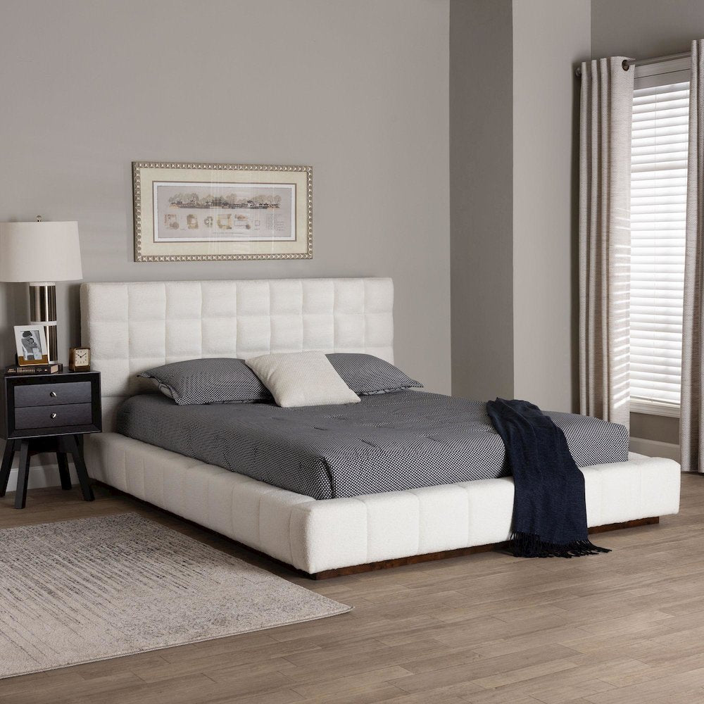 Studio Braylin Glam and Luxe Teddy-Bear Fabric King Size Platform Bed