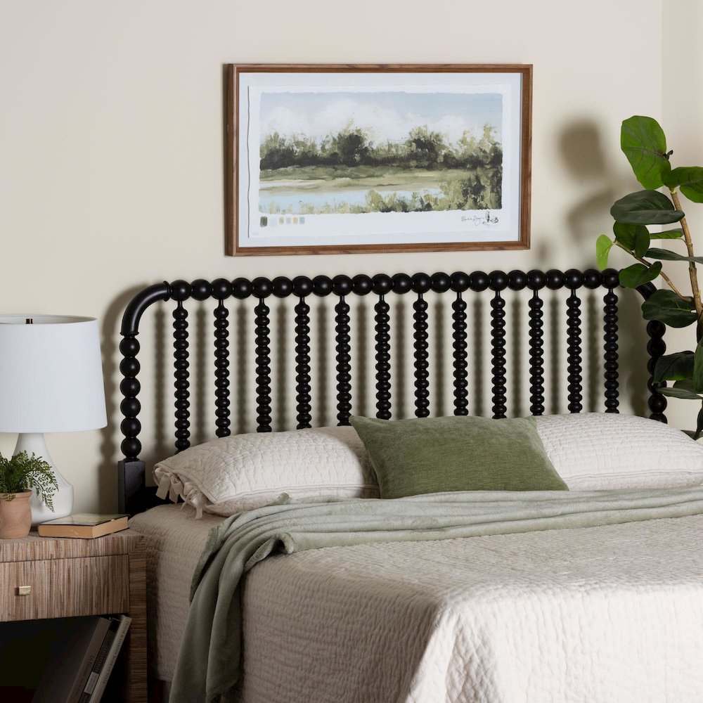 Finley Turned Bobbin Headboard - Spindle Design, Farmhouse, King, Black