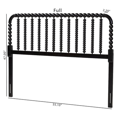 Finley Turned Bobbin Headboard - Spindle Design, Farmhouse, King, Black