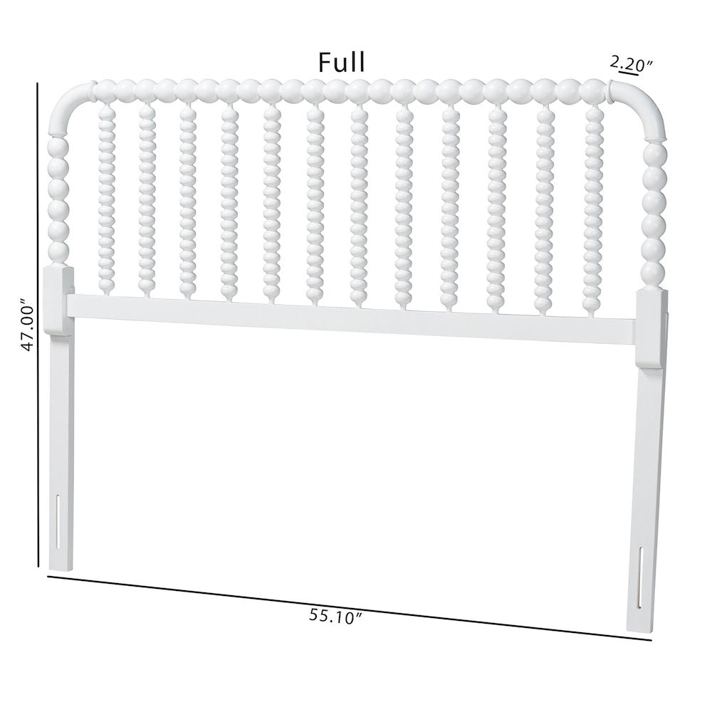 Finley Turned Bobbin Headboard - Spindle Design, Farmhouse, King, White