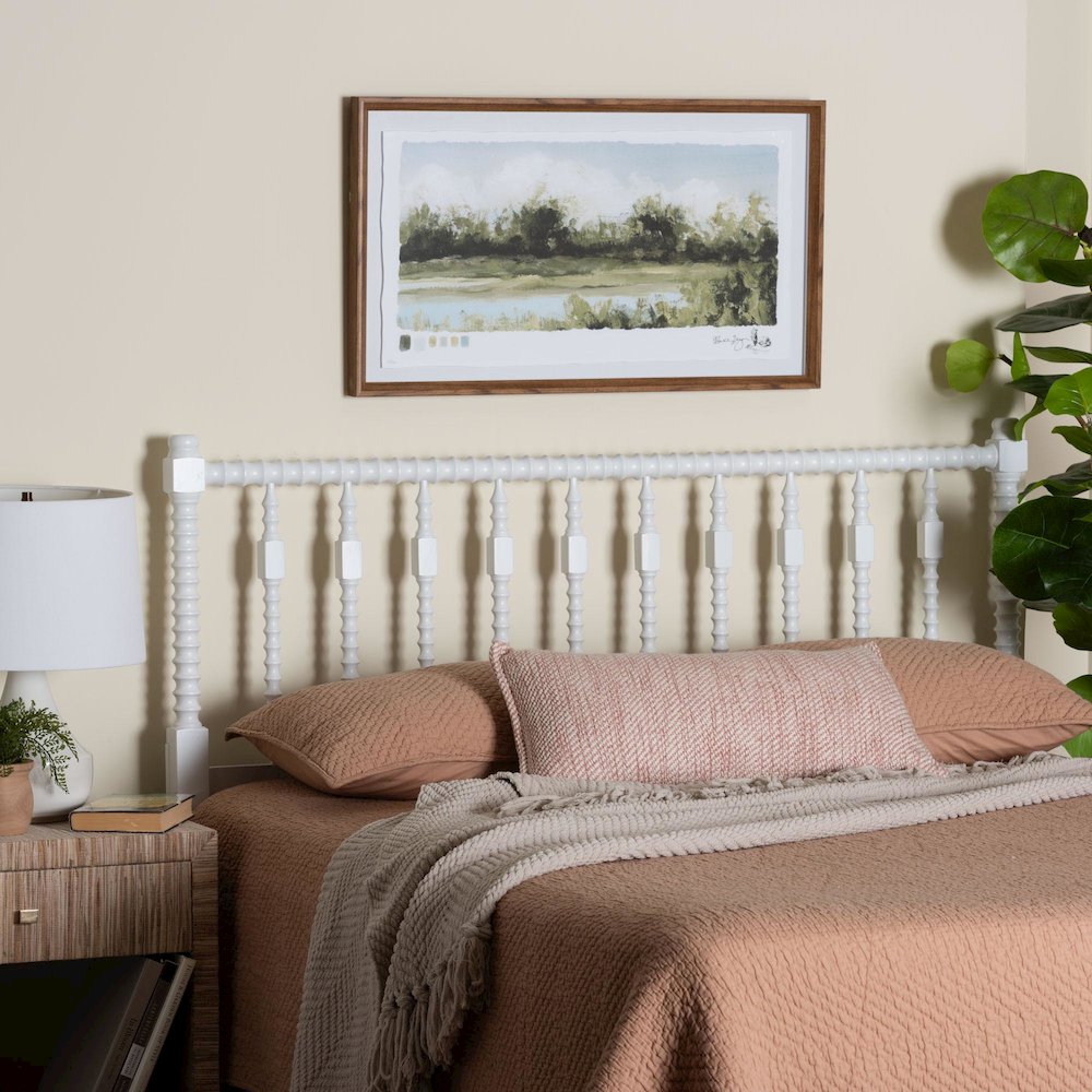 Juliette Turned Spindle Headboard - Spoke Design, Farmhouse, King, White