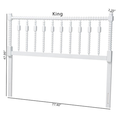 Juliette Turned Spindle Headboard - Spoke Design, Farmhouse, King, White