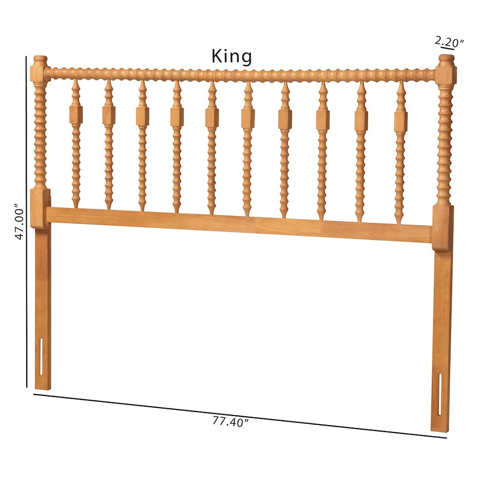 Juliette Turned Spindle Headboard - Spoke Design, Farmhouse, King, Oak Brown
