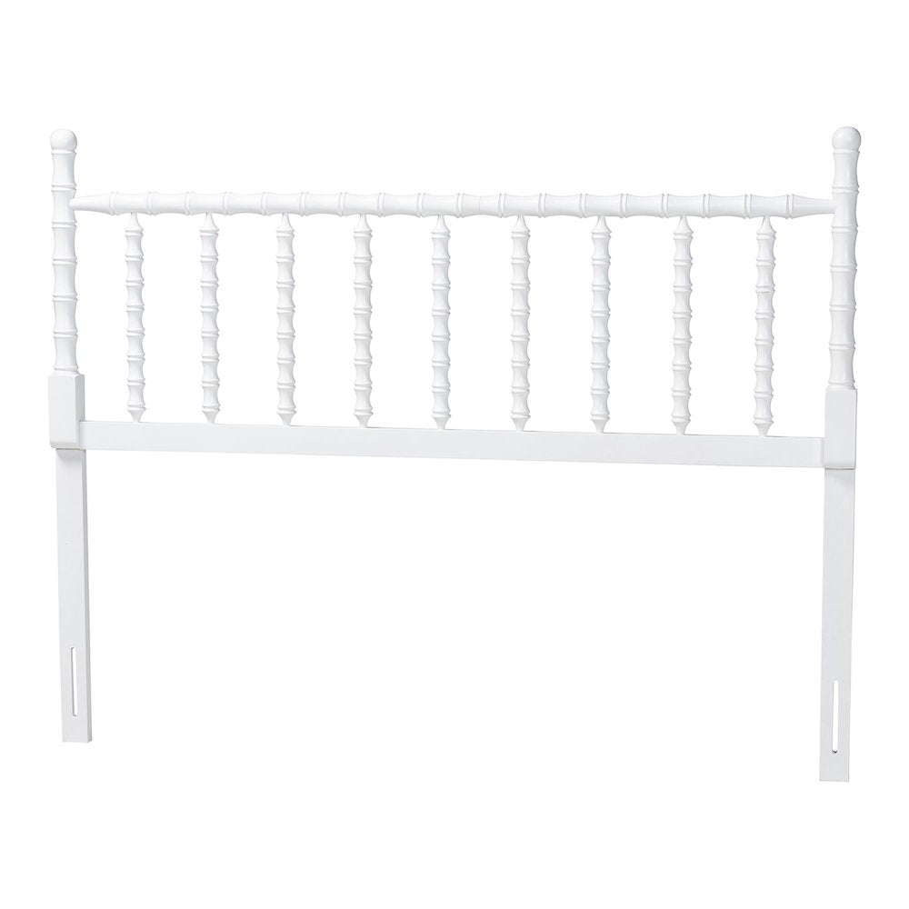 Edaline Bamboo Motif Headboard - Turned Spindle Design, Boho, King, White