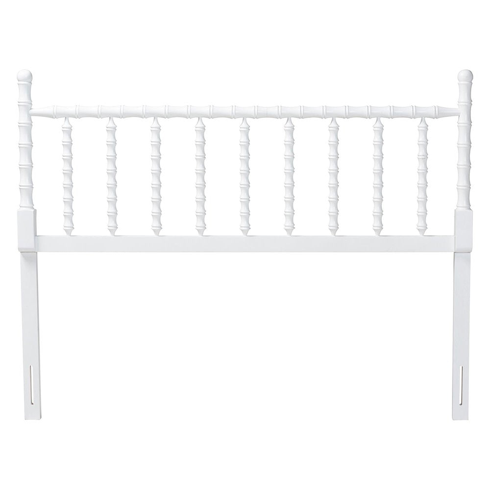 Edaline Bamboo Motif Headboard - Turned Spindle Design, Boho, King, White