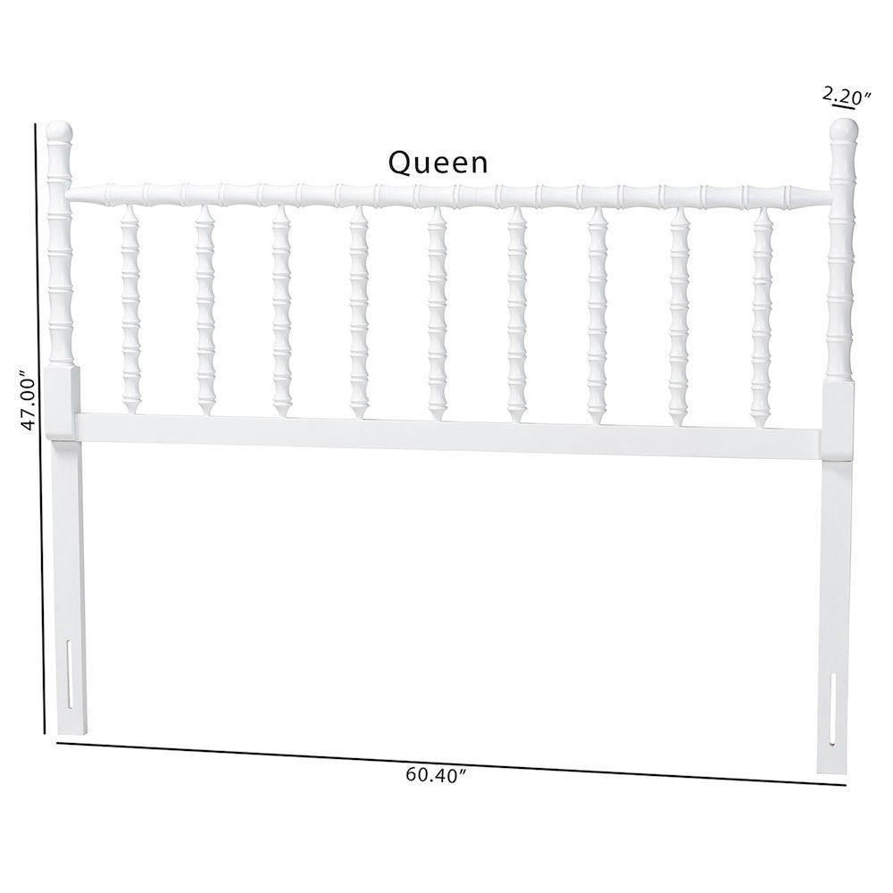 Edaline Bamboo Motif Headboard - Turned Spindle Design, Boho, King, White