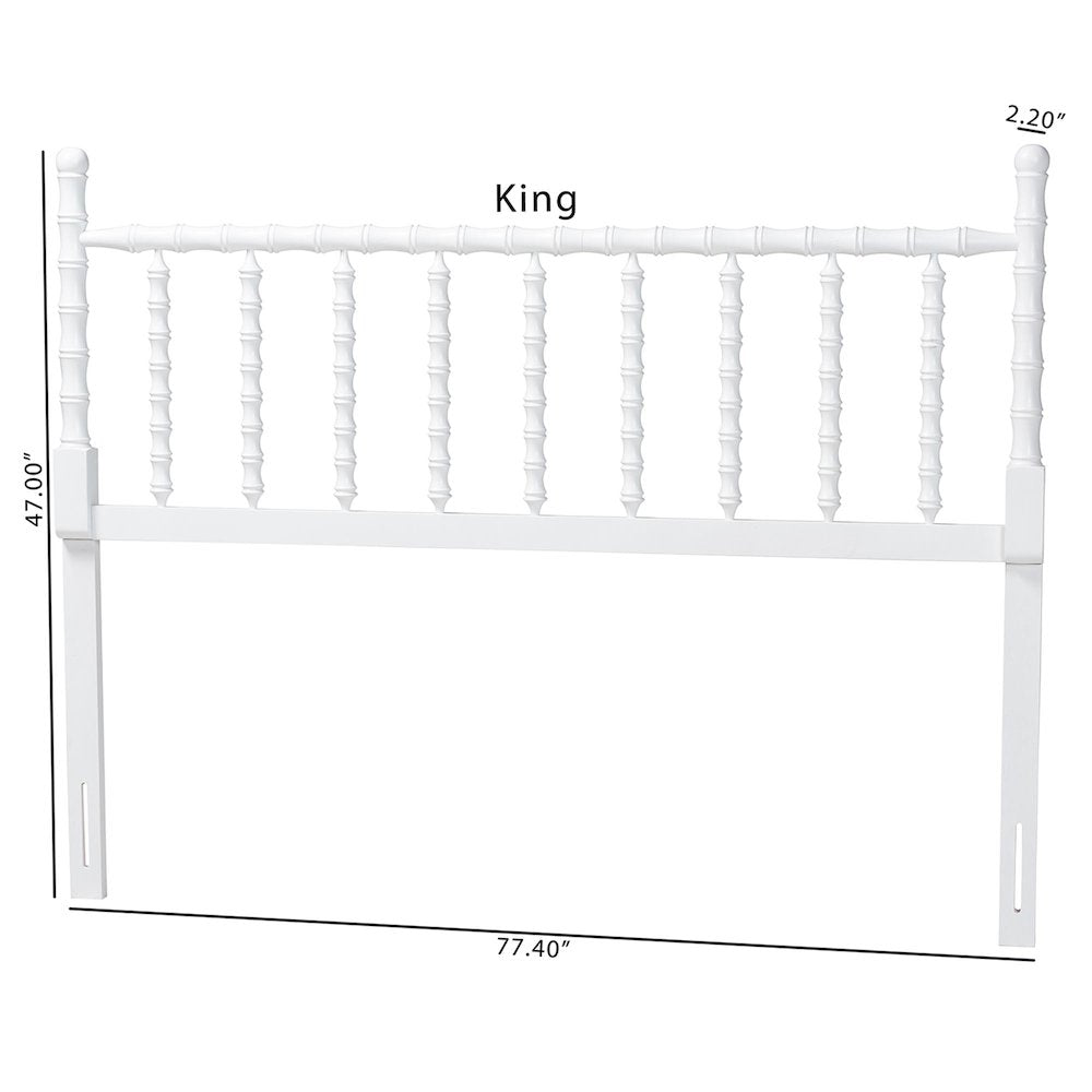 Edaline Bamboo Motif Headboard - Turned Spindle Design, Boho, King, White