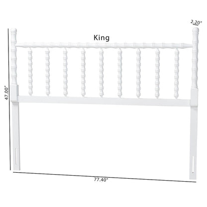 Edaline Bamboo Motif Headboard - Turned Spindle Design, Boho, King, White