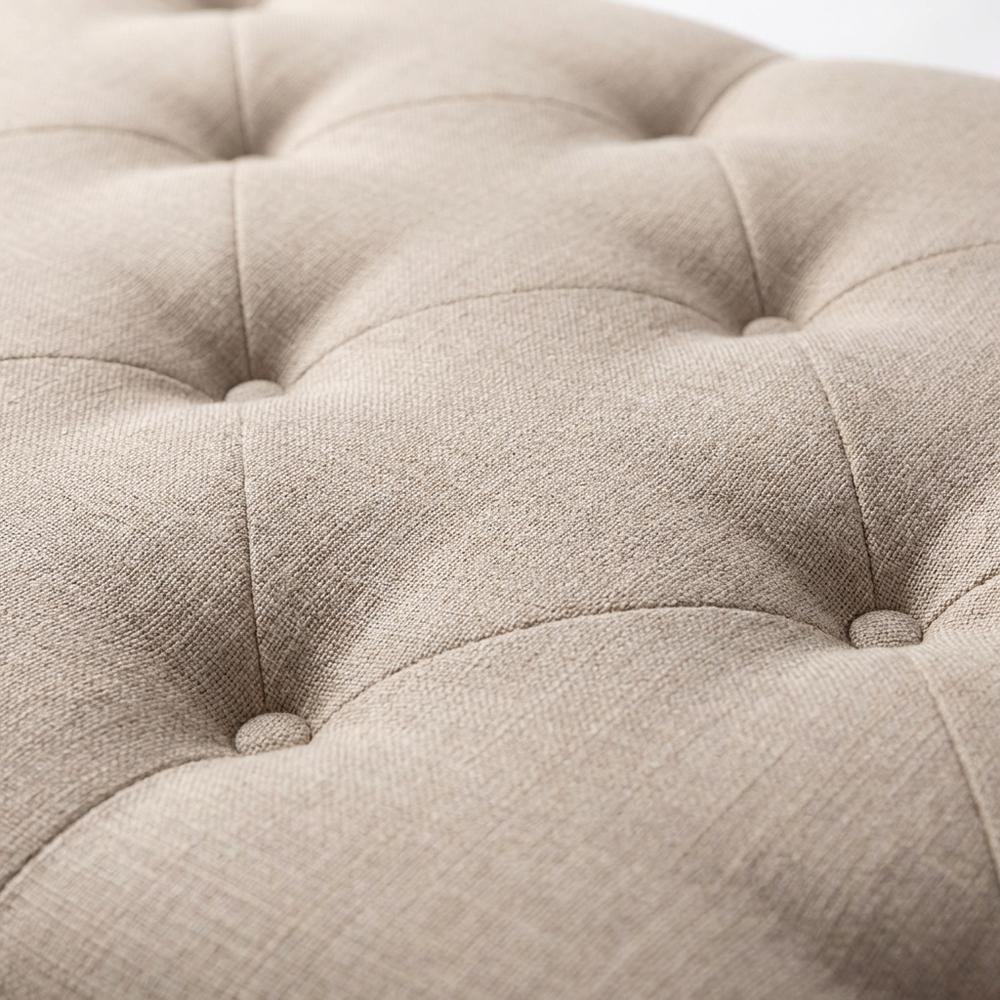 Light Beige Button-Tufted Queen Headboard with Fabric Upholstery Hardwood Frame