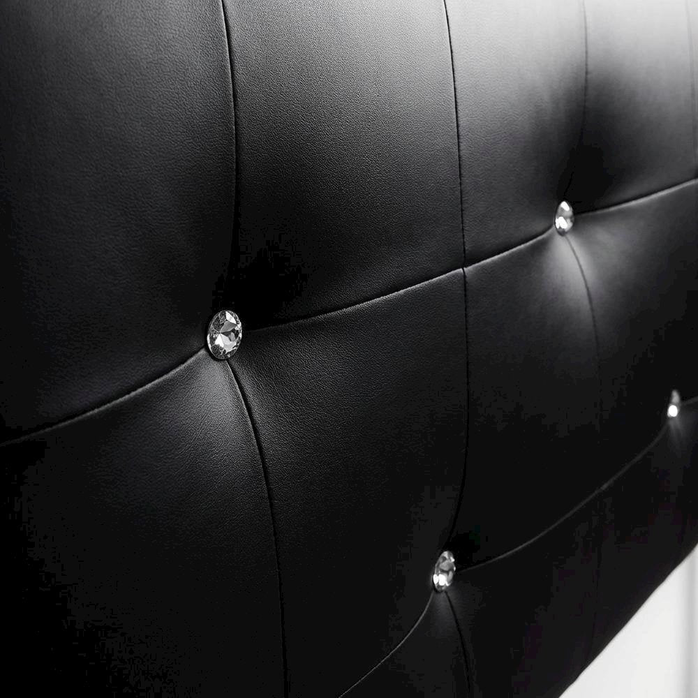 Full Black Faux Leather Headboard with PU Foam Padding and Wood Frame