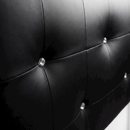 Full Black Faux Leather Headboard with PU Foam Padding and Wood Frame