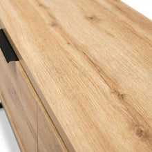 Black Wood and Metal TV Stand with Contemporary Design and 2 Drawers