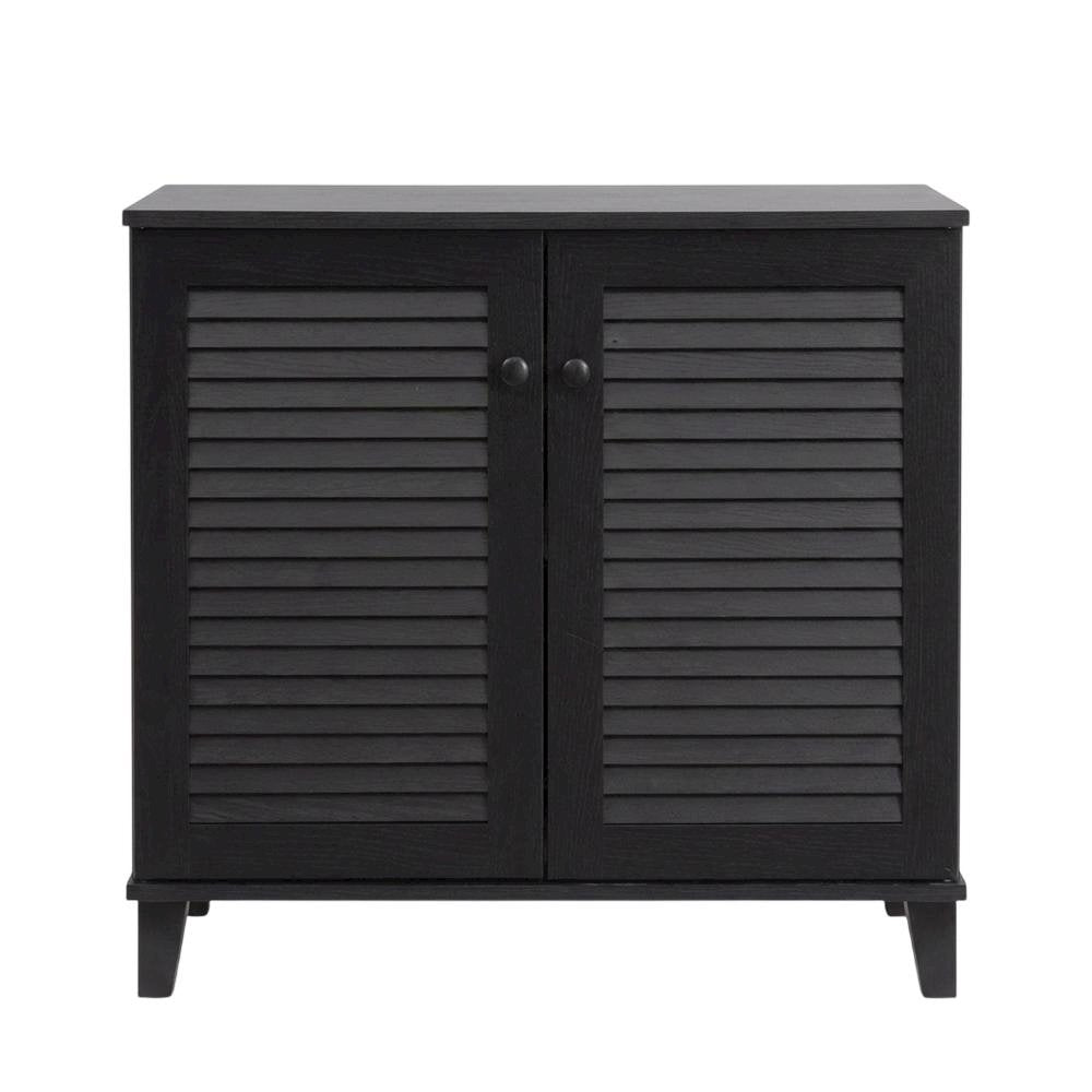 Brown Enclosed Shoe Cabinet, Engineered Wood, Espresso Finish, Entryway